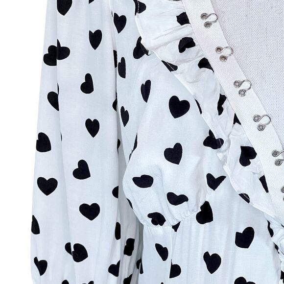 For Love and Lemons Top Heart Pattern Long Sleeve Size M - Picture 6 of 8
